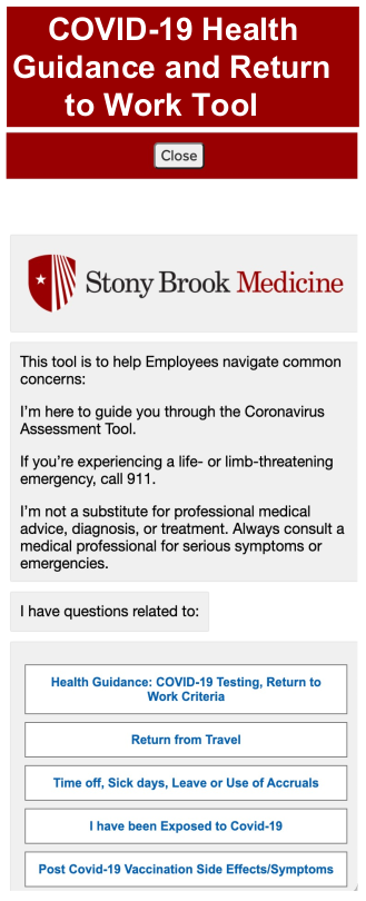 COVID-19 Health Guidance and Return to Work Tool